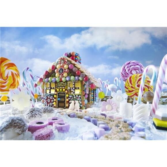 Other - 5x3ft Gingerbread House Backdrop Candy Cane Lollipop Sugar Lolly Photo Backdrop